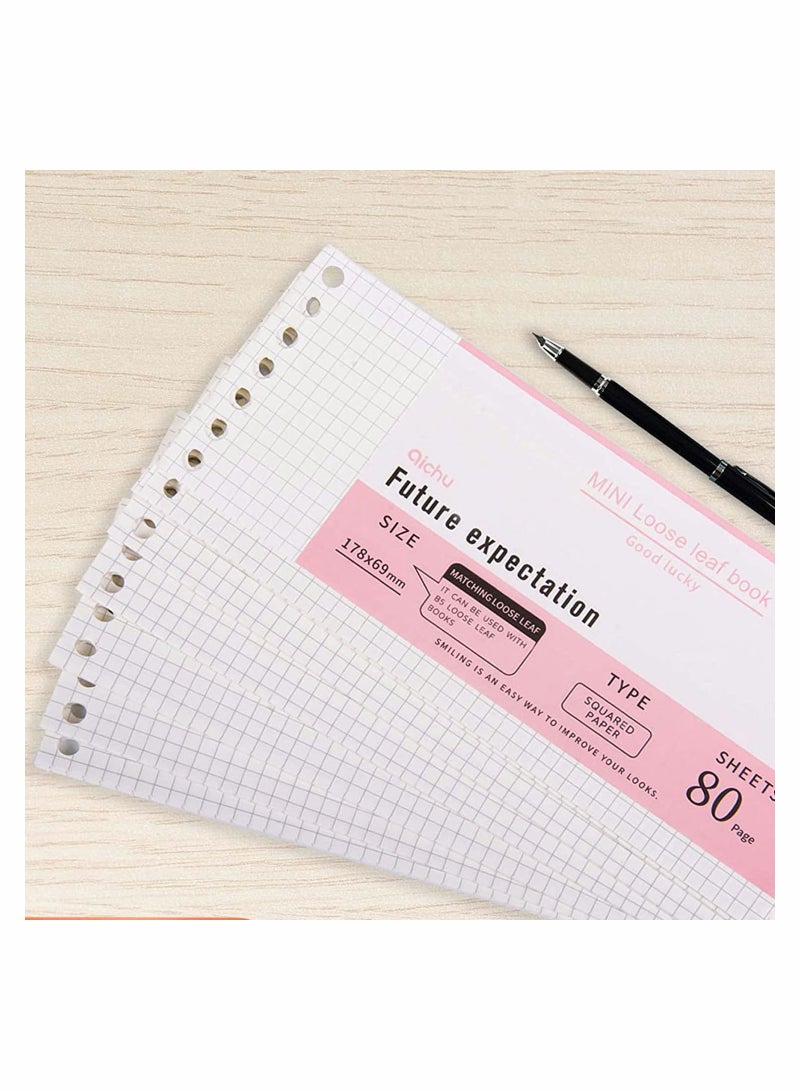 SYOSI 3 Pack Standard Planner Refill Mini Binder Refills 7hole 80gsm Thick Paper Pocket 178x69mm 40 Sheets  - Image 5