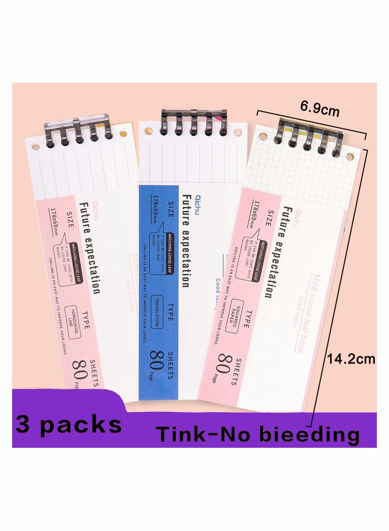 SYOSI 3 Pack Standard Planner Refill Mini Binder Refills 7hole 80gsm Thick Paper Pocket 178x69mm 40 Sheets  - Image 4