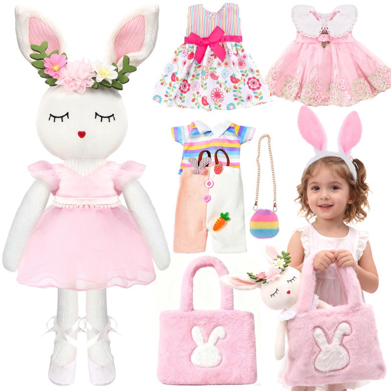 SUPERGFS Bunny Ballerina Stuffed Animal for Girls 38 Plush Toy with 4 Outfits Backpack Hairband Dress Up Playset Soft Bunny Doll Gift for 46 Year Old Birthday Dance Recital - Image 3