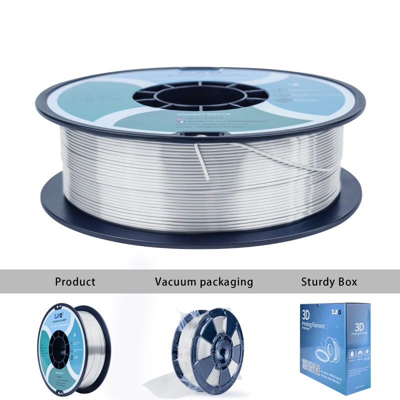 ZIRO SILVER Silk PLA Filament 1.75mm 1kg/2.2lb Spool, - Image 5