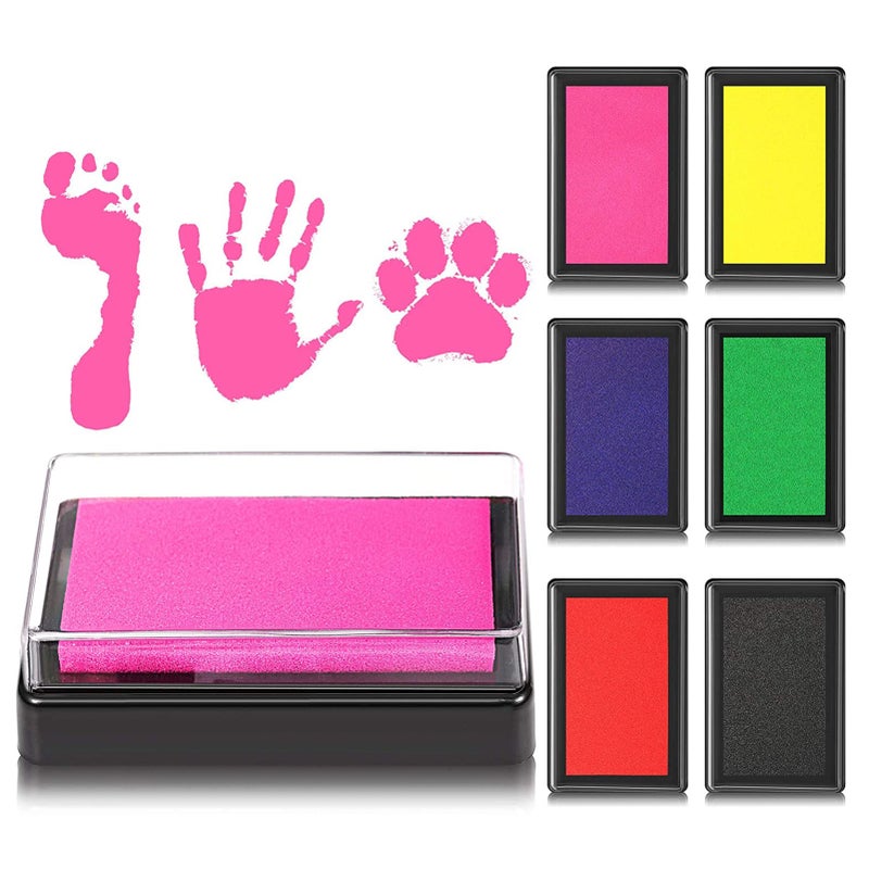 6 Reusable Baby Ink Pads, Footprint Ink Pads, Handprint Footprint Mud, Create Impressive Commemorative Seals for Boys and Girls, Non and Acid Ink, Easy to Wipe and Clean Skin - Image 1