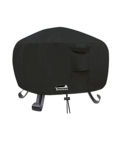 Taruimoo Fire Pit Cover Round for Fire Pit 2248 InchOutdoor Full Coverage Patio Round Firepit Cover with Builtin VentsWaterproof Dustproof Anti UV and Tear Resistant 33 D x 16 H - Image 1