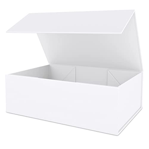 ROSTELACK White Gift Box 12" x 6" x 4" with Magnetic Closure Lid Gifts Boxe for Presents,Bridesmaid Gifts Boxes,Cute Box,Birthday Gift Boxe,Luxury for Gifts Packaging, Magnetic Gift Boxes for Wrapping Gifts (White) - Image 1