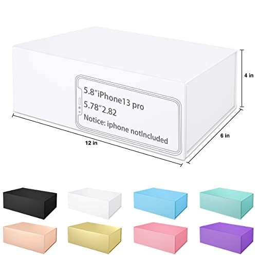 ROSTELACK White Gift Box 12" x 6" x 4" with Magnetic Closure Lid Gifts Boxe for Presents,Bridesmaid Gifts Boxes,Cute Box,Birthday Gift Boxe,Luxury for Gifts Packaging, Magnetic Gift Boxes for Wrapping Gifts (White) - Image 2