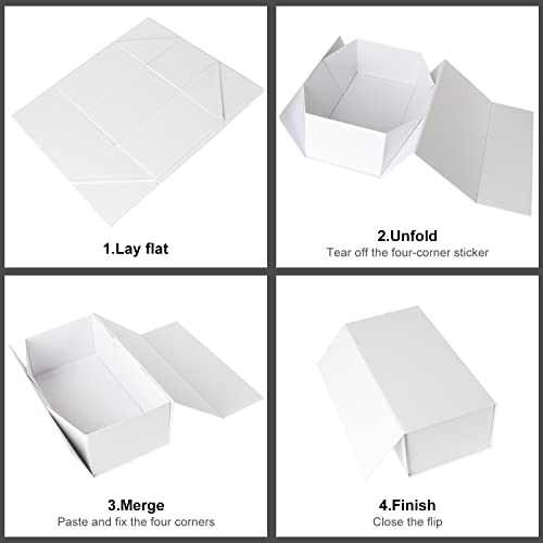 ROSTELACK White Gift Box 12" x 6" x 4" with Magnetic Closure Lid Gifts Boxe for Presents,Bridesmaid Gifts Boxes,Cute Box,Birthday Gift Boxe,Luxury for Gifts Packaging, Magnetic Gift Boxes for Wrapping Gifts (White) - Image 3