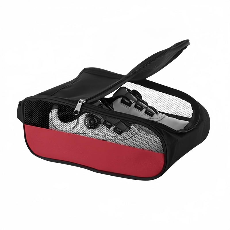 Sanseenia Outdoor Golf Shoe Bag for Travel Waterproof Breathable Zippered Sports Golf Shoe Carrier Bags for Men Women Red - Image 2