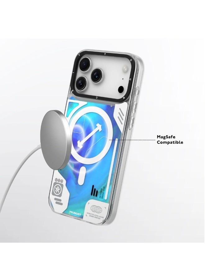 يونج كيت جراب MagSafe بتصميم رمل سائل مضيء بنمط سايبربانك لهاتف iPhone 17 Pro Max - تصميم رمل سائل متوهج في الظلام، حماية من السقوط بمعايير عسكرية، طباعة عالية الدقة مقاومة للخدش، غطاء واقٍ مقاوم للصدمات - أزرق - Image 5