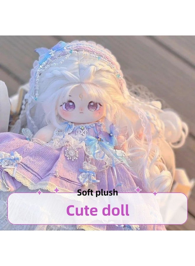 Cotton Doll 20cm Doll Plush Toy Girl's Dress-up Doll Skeleton Clothes Birthday Gift Genuine-Color:[boneless] Snow + Cat Claw + Leading Certificate + Dressing Tools-Height:Genuine Baby + Random Skirt + Shoes + Double Ponytail + Baby Bed + Free Clothes Hanger