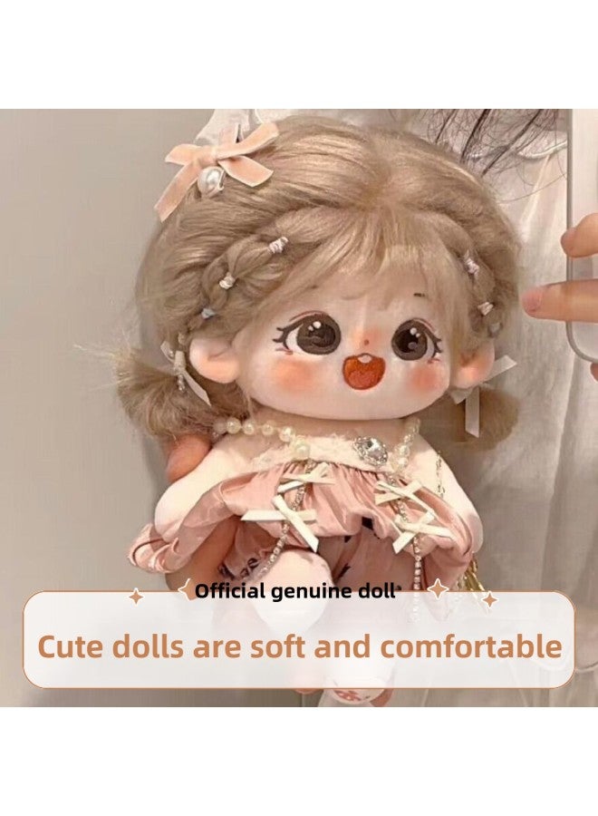 Cotton Doll 20cm Doll Plush Toy Girl's Dress-up Doll Skeleton Clothes Birthday Gift Genuine-Color:[boneless] Snow + Cat Claw + Leading Certificate + Dressing Tools-Height:Genuine Baby + Random Skirt + Shoes + Double Ponytail + Baby Bed + Free Clothes Hanger