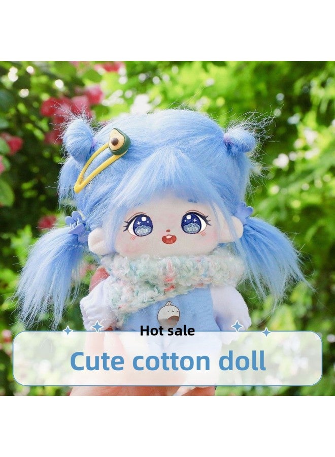 Cotton Doll 20cm Doll Plush Toy Girl's Dress-up Doll Skeleton Clothes Birthday Gift Genuine-Color:[boneless] Snow + Cat Claw + Leading Certificate + Dressing Tools-Height:Genuine Baby + Random Skirt + Shoes + Double Ponytail + Baby Bed + Free Clothes Hanger