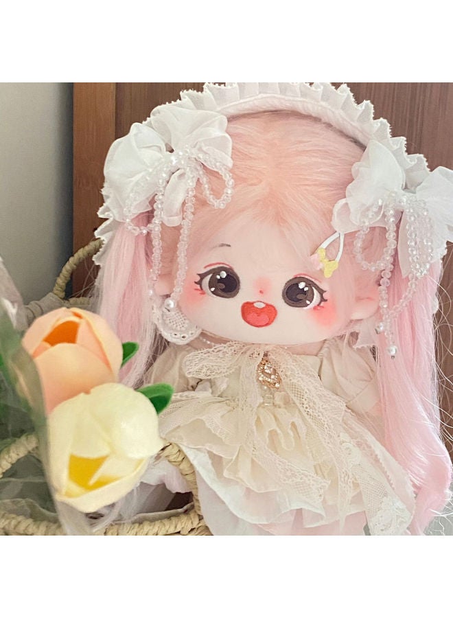 Cotton Doll 20cm Doll Plush Toy Girl's Dress-up Doll Skeleton Clothes Birthday Gift Genuine-Color:[boneless] Snow + Cat Claw + Leading Certificate + Dressing Tools-Height:Genuine Baby + Random Skirt + Shoes + Double Ponytail + Baby Bed + Free Clothes Hanger