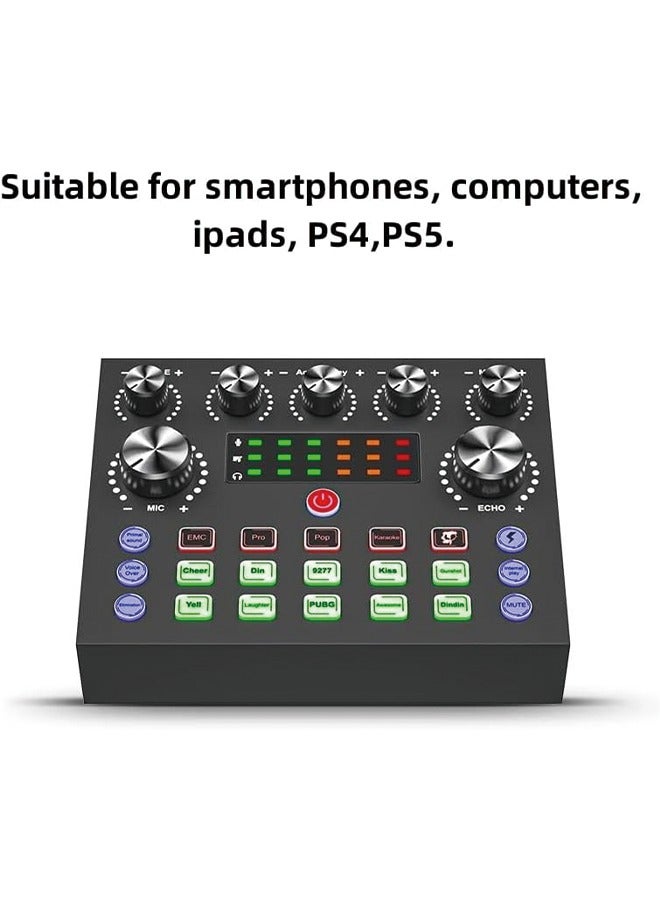 V8S Podcast Recording Equipment with Voice changer,Podcast Mixer,Sound Card,DJ Audio Mixer Interface for PC Game Live Streaming or Podcast  - Image 5