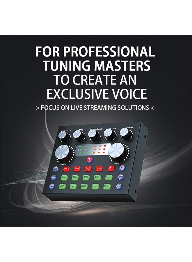 V8S Podcast Recording Equipment with Voice changer,Podcast Mixer,Sound Card,DJ Audio Mixer Interface for PC Game Live Streaming or Podcast  - Image 2
