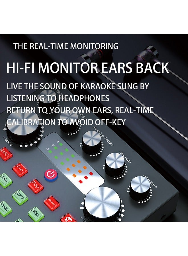 V8S Podcast Recording Equipment with Voice changer,Podcast Mixer,Sound Card,DJ Audio Mixer Interface for PC Game Live Streaming or Podcast  - Image 4
