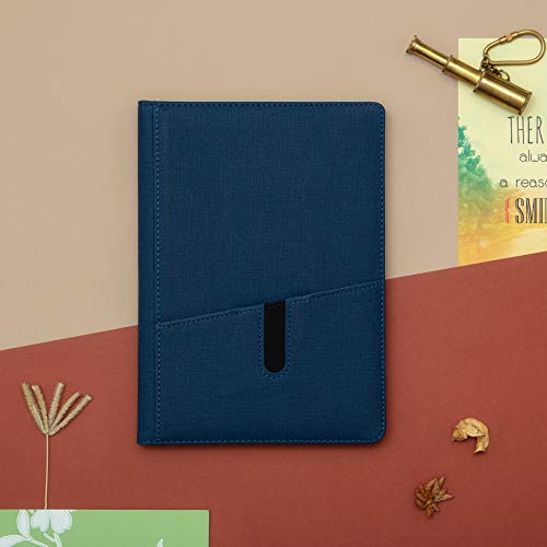 REGAL Classic A-5 PU Leather Notebook Diary - Fabric feel, Soft Touch Hardcover Journal with Stylish Utility Pocket,192 pages, 80 gsm (Midnight Blue) - Image 1