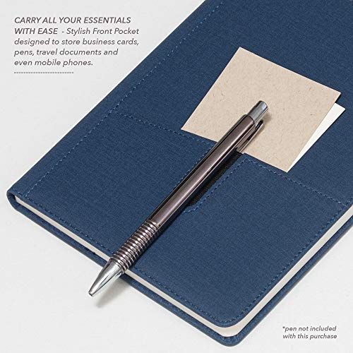 REGAL Classic A-5 PU Leather Notebook Diary - Fabric feel, Soft Touch Hardcover Journal with Stylish Utility Pocket,192 pages, 80 gsm (Midnight Blue) - Image 3
