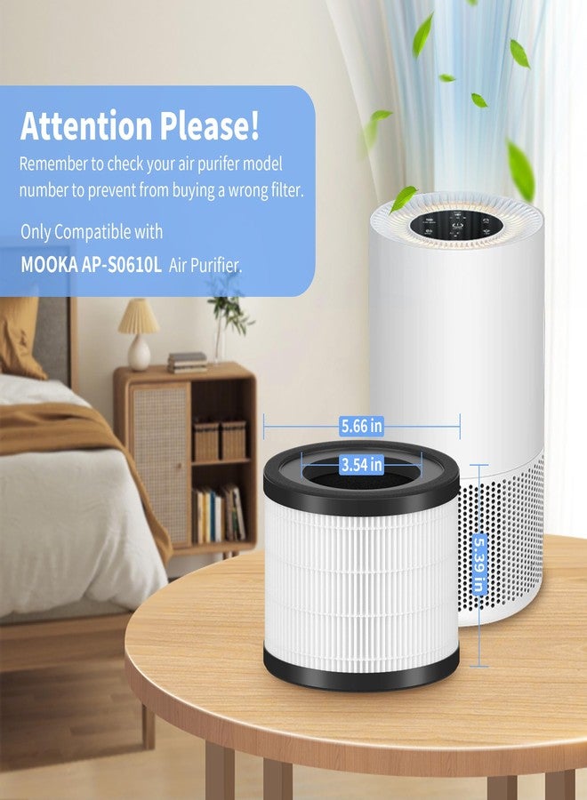 XBWW عبوتان من فلاتر الاستبدال AP-S0610L متوافقة مع جهاز تنقية الهواء Mooka AP-S0610L، نظام ترشيح ثلاثي المراحل - Image 2