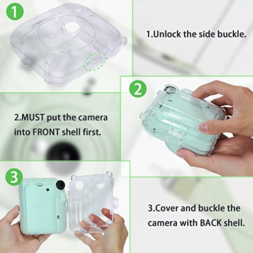 Aenllosi Clear Camera Case for Fujifilm Instax Mini 12 Instant Film Camera Protective Case with Films Pocket Pouch for Storing 10PCS Photos(Case Only) - Image 3