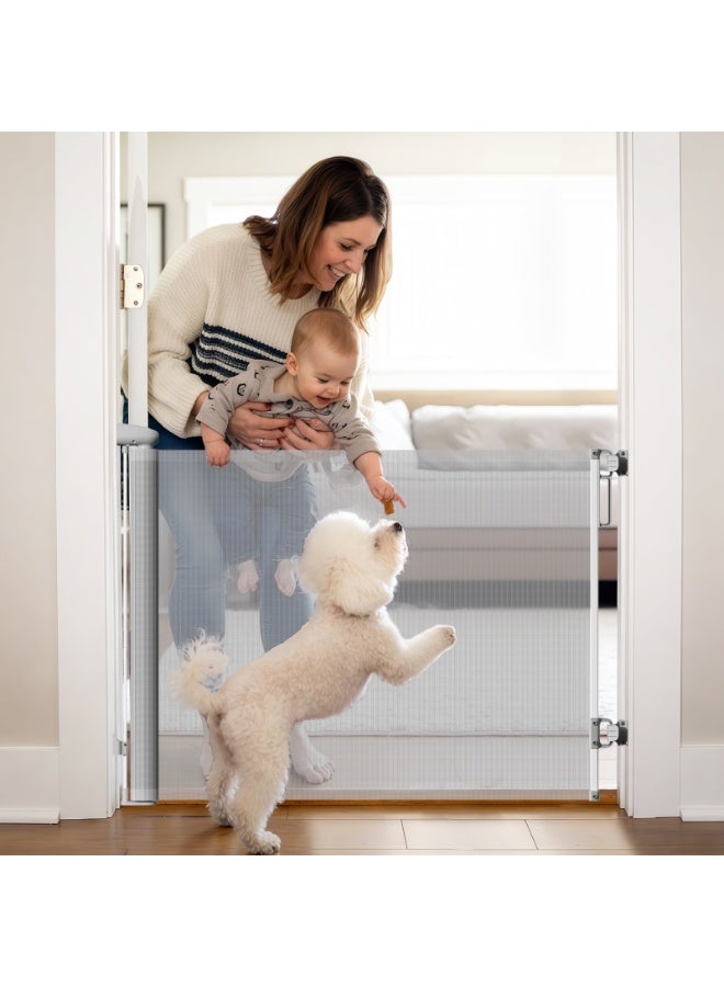 Baby Gate, safety gates, protects your kids , strong steel construction, no drilling, one way opening, infant/baby/toddler/kids, 6 Months to 24 Months, White - Image 1