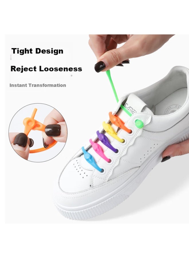 Footoppo Colorful Lazy Shoe Laces, Silicone Slip-on Buckle, Elastic Drawstring, No-tie Elastic Band, Children's Stretchy Shoe Cord - Image 2