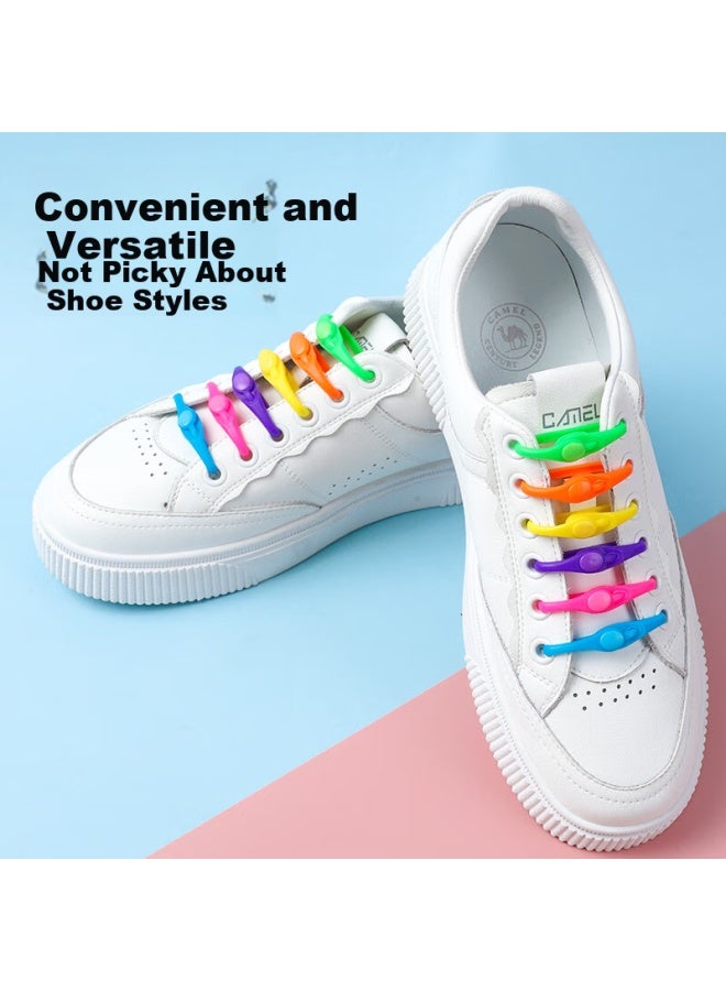 Footoppo Colorful Lazy Shoe Laces, Silicone Slip-on Buckle, Elastic Drawstring, No-tie Elastic Band, Children's Stretchy Shoe Cord - Image 4