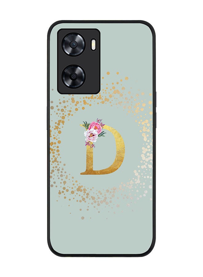 Stylizedd Rugged Black edge case for Oppo A57 4G/Oppo A77 4G/Oppo A77s Slim fit Soft Case TPU Gel Thin Cover - Custom Monogram Initial Letter Floral Pattern - D (Light Grey) - Image 1