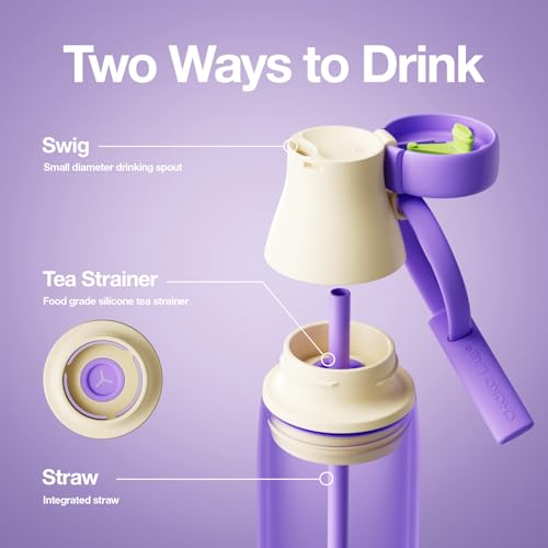 CHAKO LAB Insulated Stainless Steel Water Bottle with Two Strap | BPA-Free Leak Proof | 17oz Bottle with Spout Lid & Straw | Melon Cheese - Image 5