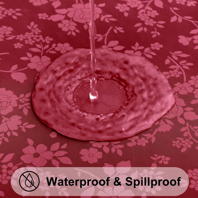 smiry Round Table Cloth, Waterproof Heavy Duty Vinyl Tablecloths, Wipeable Washable Table Cover for Kitchen and Dining Room (Red, 60" Round) - Image 2