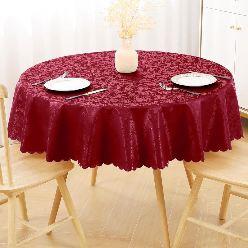 smiry Round Table Cloth, Waterproof Heavy Duty Vinyl Tablecloths, Wipeable Washable Table Cover for Kitchen and Dining Room (Red, 60" Round) - Image 1
