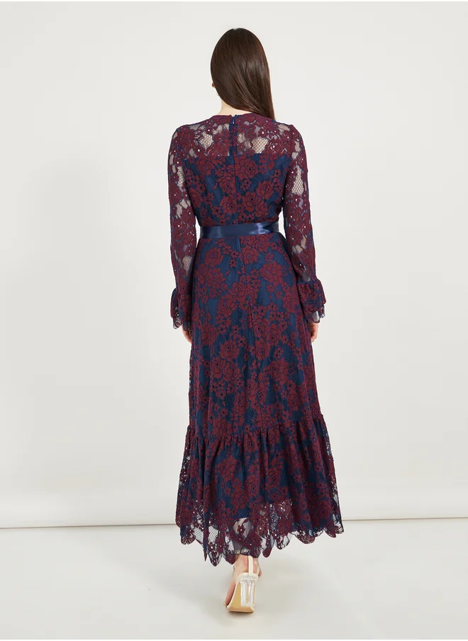 ستايلي Floral Lace Maxi Dress