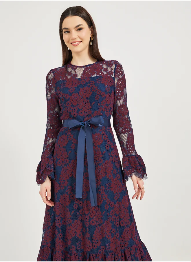 ستايلي Floral Lace Maxi Dress