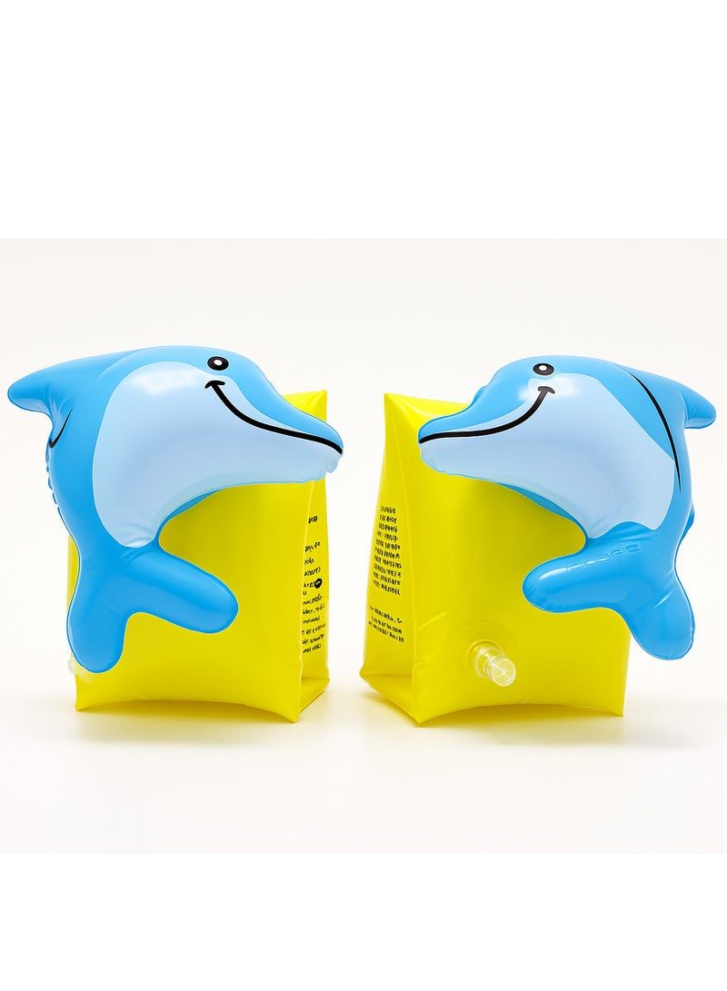 FLOBO Kids Inflatable Arm Bands Dolphin Style Floaties for Swimming Lightweight Leak Proof Safety Float Armband for Toddlers and Children Age 3 to 6 Years  - Image 1