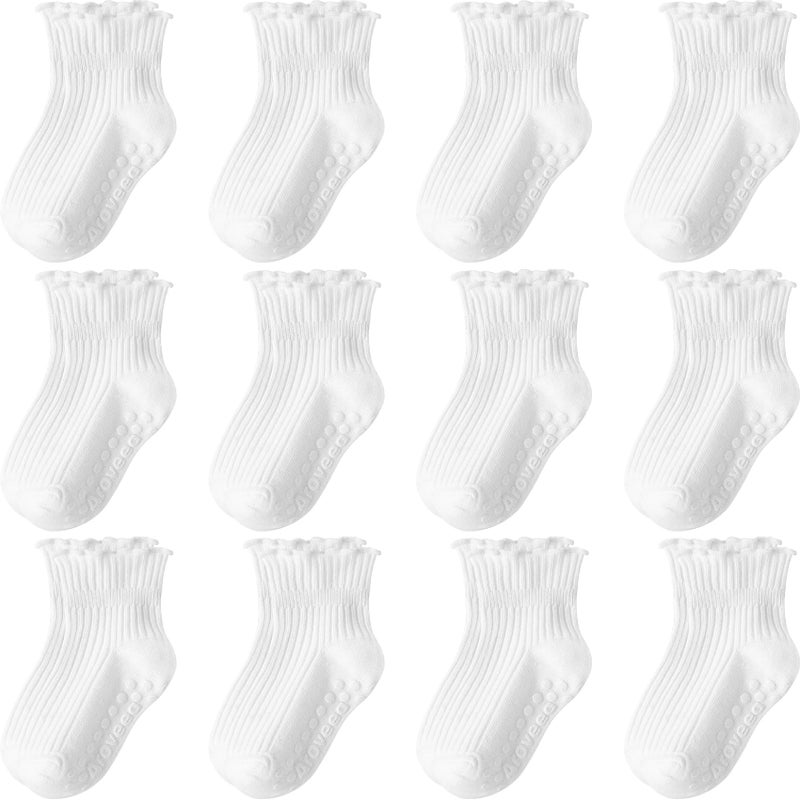 Aroveea Baby Toddler Socks Grip Non Slip Boys Girls Cotton 12 Pack for 1-3T Kids Ankle Cute Socks 6M-7Years - Image 1