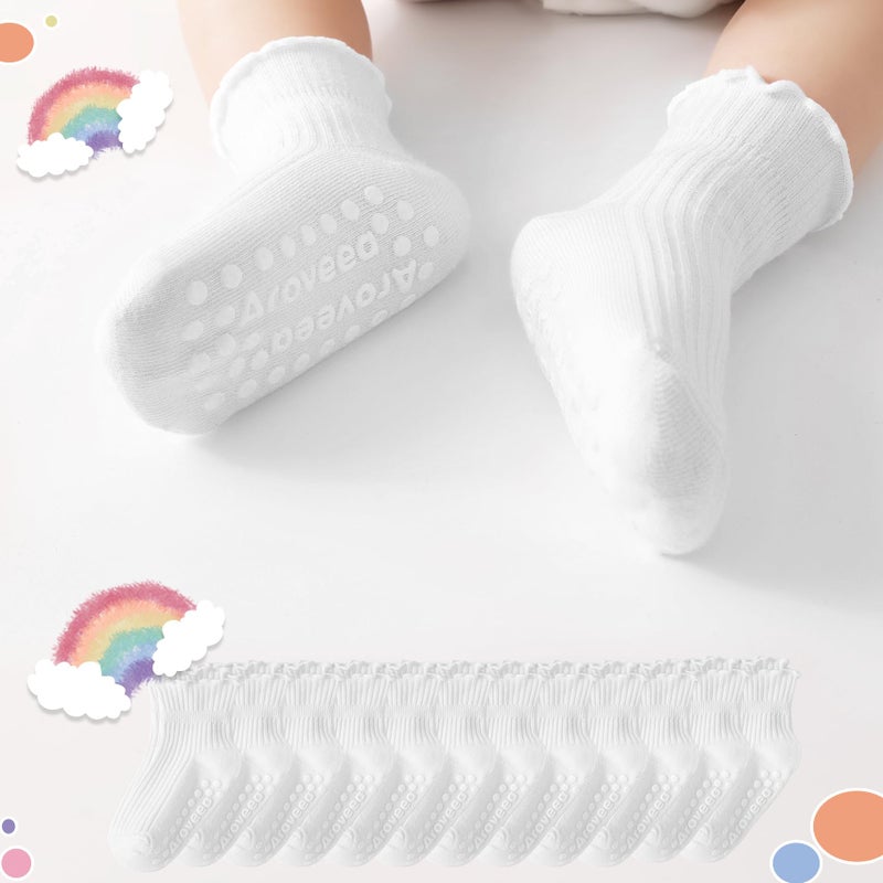 Aroveea Baby Toddler Socks Grip Non Slip Boys Girls Cotton 12 Pack for 1-3T Kids Ankle Cute Socks 6M-7Years - Image 2
