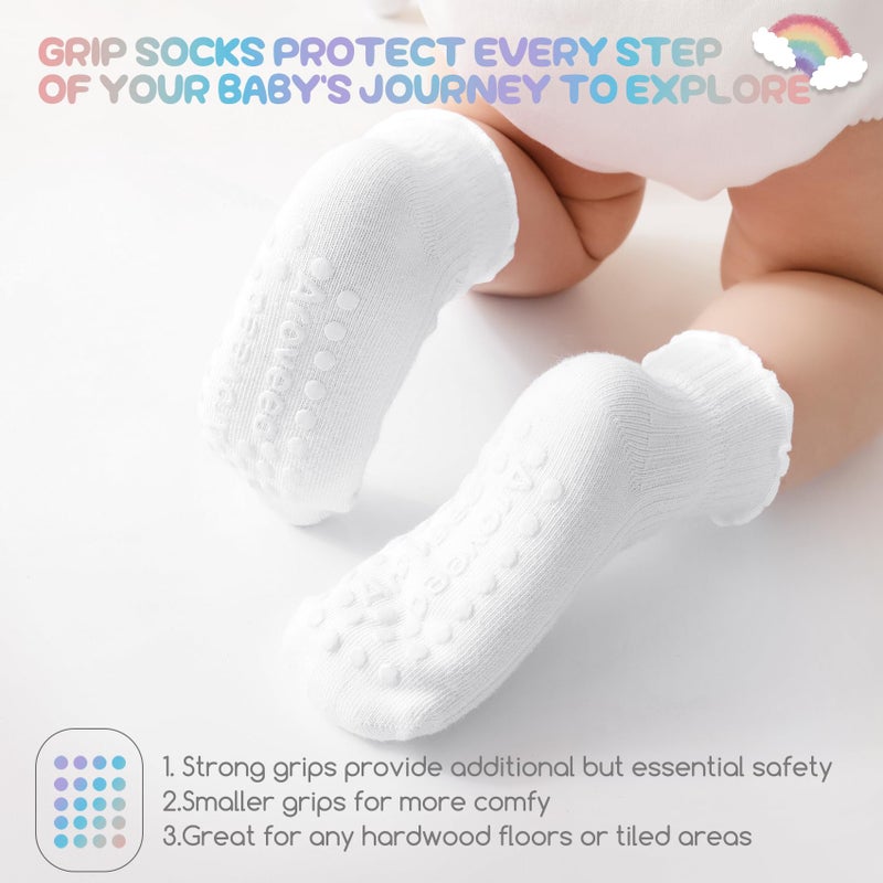 Aroveea Baby Toddler Socks Grip Non Slip Boys Girls Cotton 12 Pack for 1-3T Kids Ankle Cute Socks 6M-7Years - Image 4