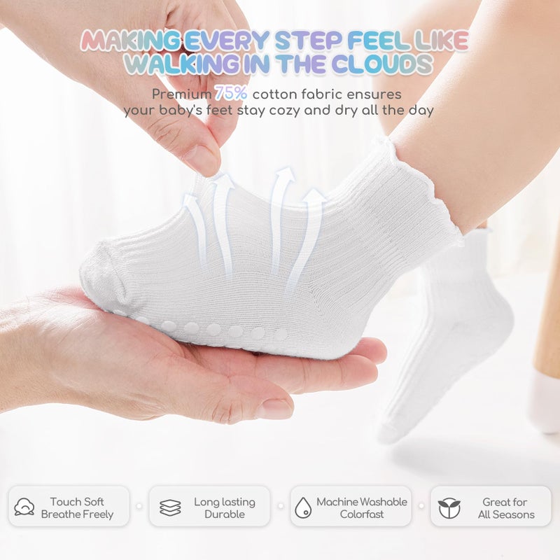 Aroveea Baby Toddler Socks Grip Non Slip Boys Girls Cotton 12 Pack for 1-3T Kids Ankle Cute Socks 6M-7Years - Image 5