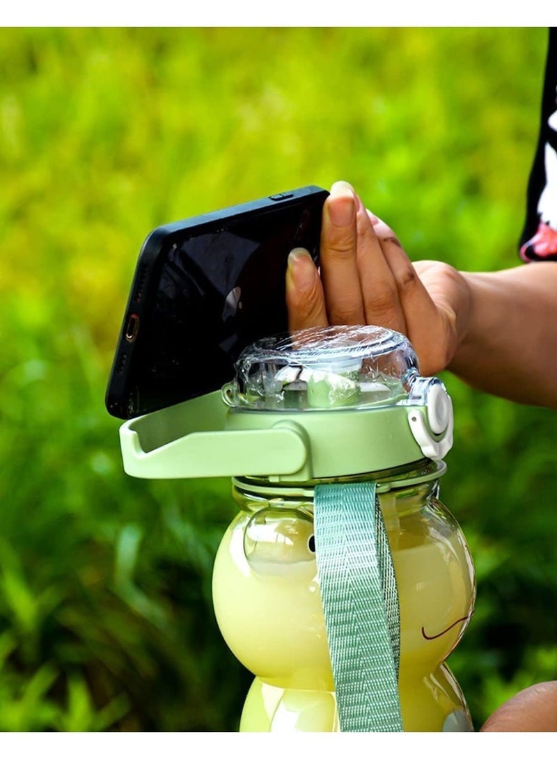 Large Clear Frog Water Bottle, School Sports with Straw and Strap, 29oz Cute Kawaii Water Bottle, Green Frogs Plastic Water Bottle, Leakproof Reusable Back to School Supplies(Green Frog) - Image 5