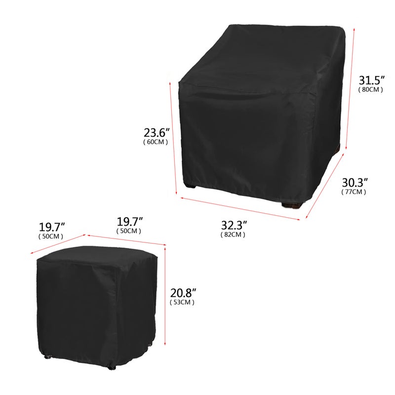 73Hours Terrace Furniture Chair Cover, Outdoor Terrace Cover Set 3-Piece Tavern Chair Cover Set, Waterproof, Black - Image 2
