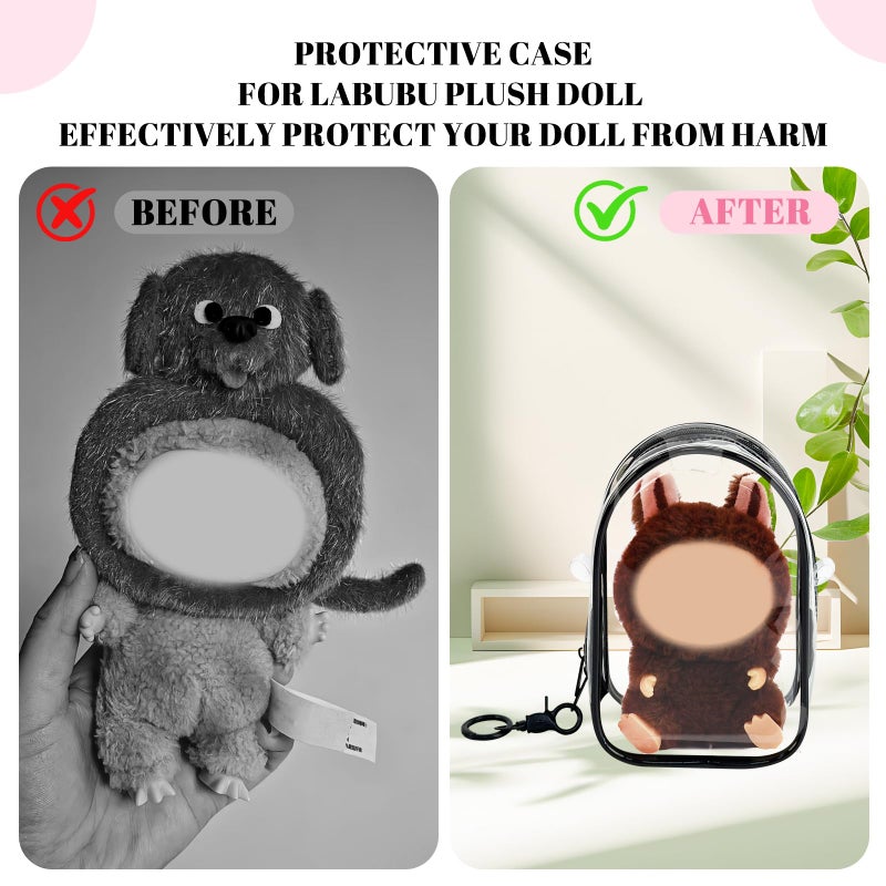 NZNDB Protective Case for Plush Doll, Clear Hanging Display Cases, Crossbody Doll Storage Bag, PVC Storage Case Cover for Figures, Dolls (Black) - Image 5