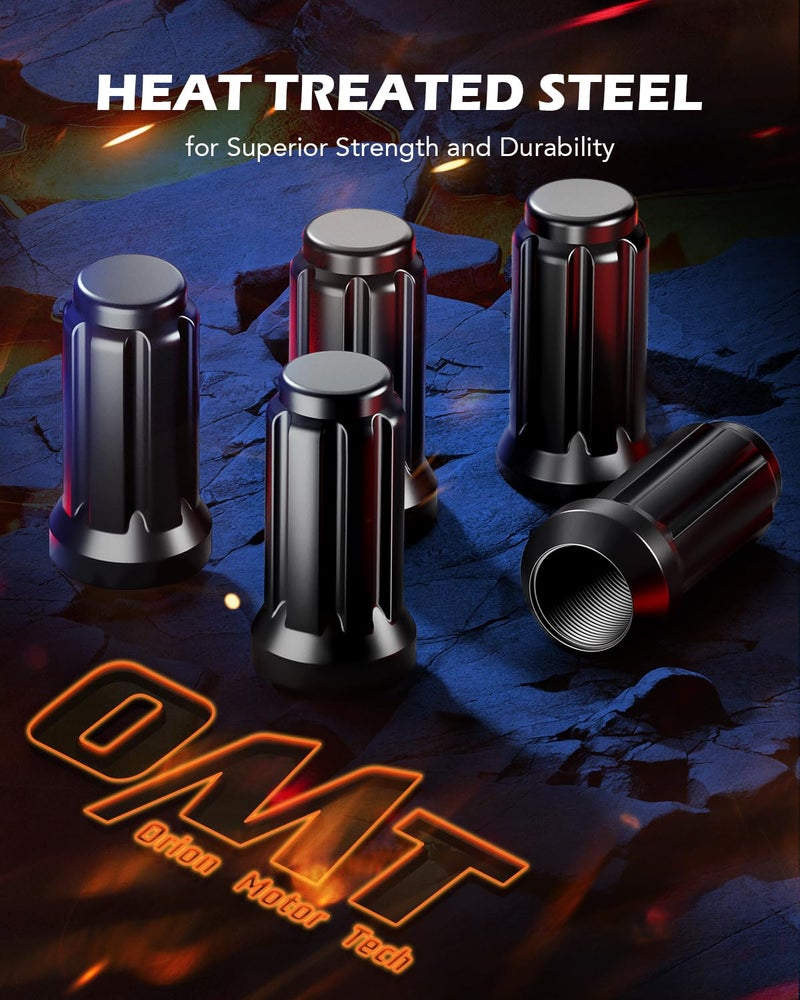 Orion Motor Tech M14x1.5 Lug Nuts Black with Spline Tuner, XL 2 inches Length Conical Wheel Nut, Compatible with Chevy GMC Ford Cadillac Lincoln SAAB Saturn Silverado 1500 Savana, Set of 24 - Image 3