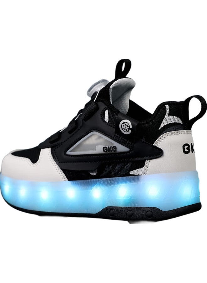 BKG Unisex Detachable Children'S Sports Student Roller Skates Zyq24311-B10 Black And White Size 31 - Image 1