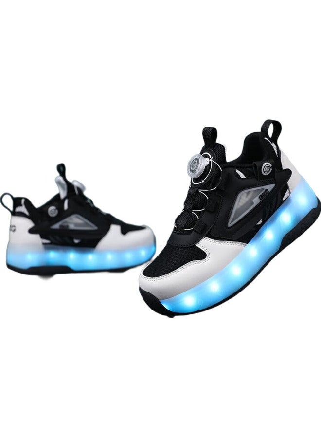 BKG Unisex Detachable Children'S Sports Student Roller Skates Zyq24311-B10 Black And White Size 31 - Image 3