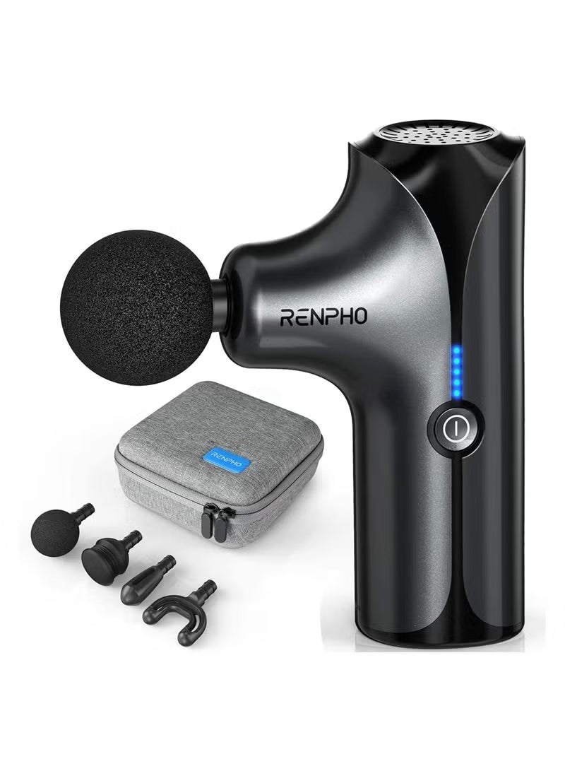 RENPHO Mini Massage Gun, Handheld Portable Electric Body Massager For Athletes With 5 Speed - Black - Image 1
