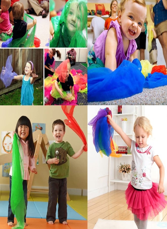 Lolakee Dance Scarves for Kids 12 Pcs - Upgraded Play Scarves for Babies, Toddlers, Children - Movement Square Juggling Silk Music Dancing Scarf - Rhythm Band Pro (6 Colors, 24" x 24") - Image 5