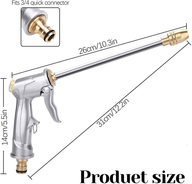 comfrt High Pressure Garden Hose Nozzle, Brass Nozzle Water Spray Gun Hose Nozzles Pipe for Gardening and Washing, Car Washing, Outdoor Gardening, Pets Shower, Patio Cleaning (Silver) - Image 4