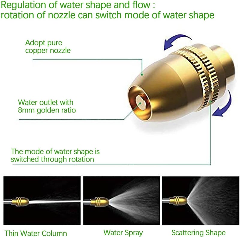comfrt High Pressure Garden Hose Nozzle, Brass Nozzle Water Spray Gun Hose Nozzles Pipe for Gardening and Washing, Car Washing, Outdoor Gardening, Pets Shower, Patio Cleaning (Silver) - Image 5