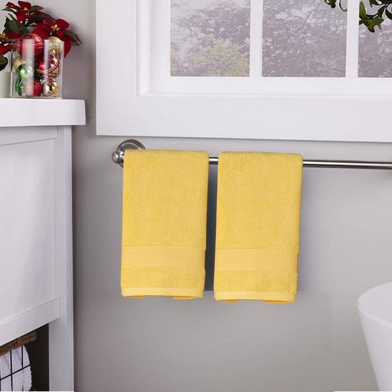 RUIBOLU Hand Towels for Bathroom - Cotton Ultra Soft Highly Absorbent Hand Towel 2 Set  Size 14"" x 30"" Home Bathroom Hand Towels for Bath  Hand  Face  Gym Towel (Yellow) - Image 2