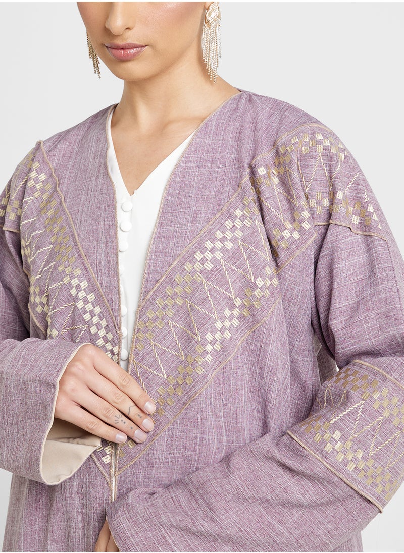 Khizana Abaya With Border Embroidery & Sheila  - Image 3