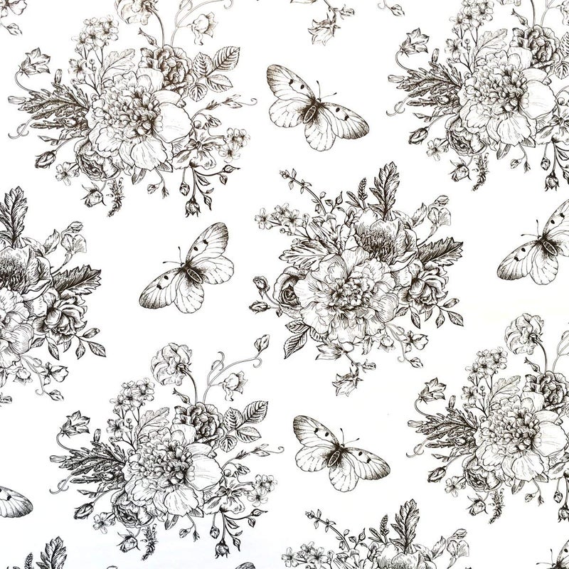 TAOGIFT TaoGift Self Adhesive Peony Floral Butterfly Shelf Liner Contact Paper for Dresser Cabinets Walls Backsplash Furniture Decal 177x117 Inches