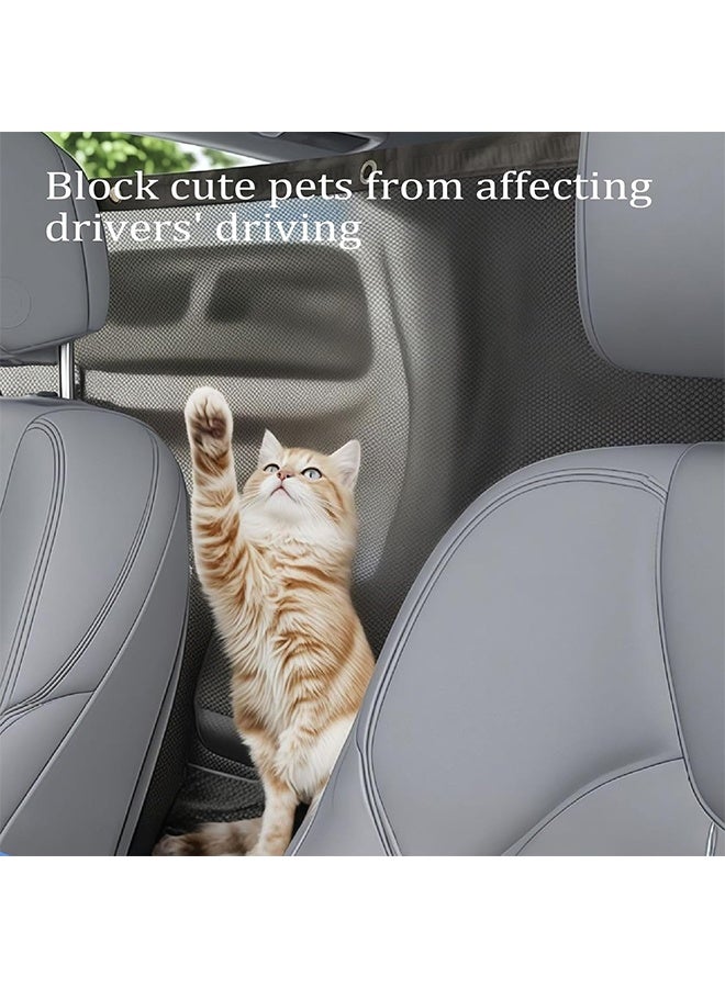 واقي للكلاب في صندوق السيارة، فاصل عالمي للحيوانات الأليفة، حاجز قابل للتعديل مع شبكة شديدة التحمل، شبكة أمان مع حبل قابل للتعديل و4 خطافات، يمنع الحيوانات الأليفة من الانتقال إلى المقعد الأمامي - Image 3